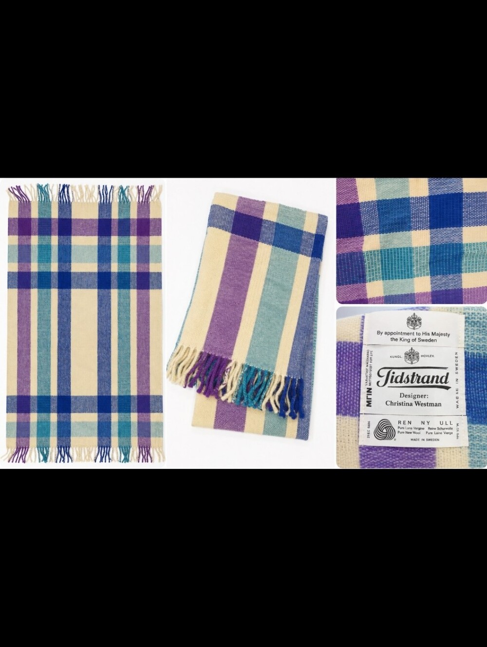 Beautiful vintage Swedish wool plaid designed by Christina Westman for Tidstrand